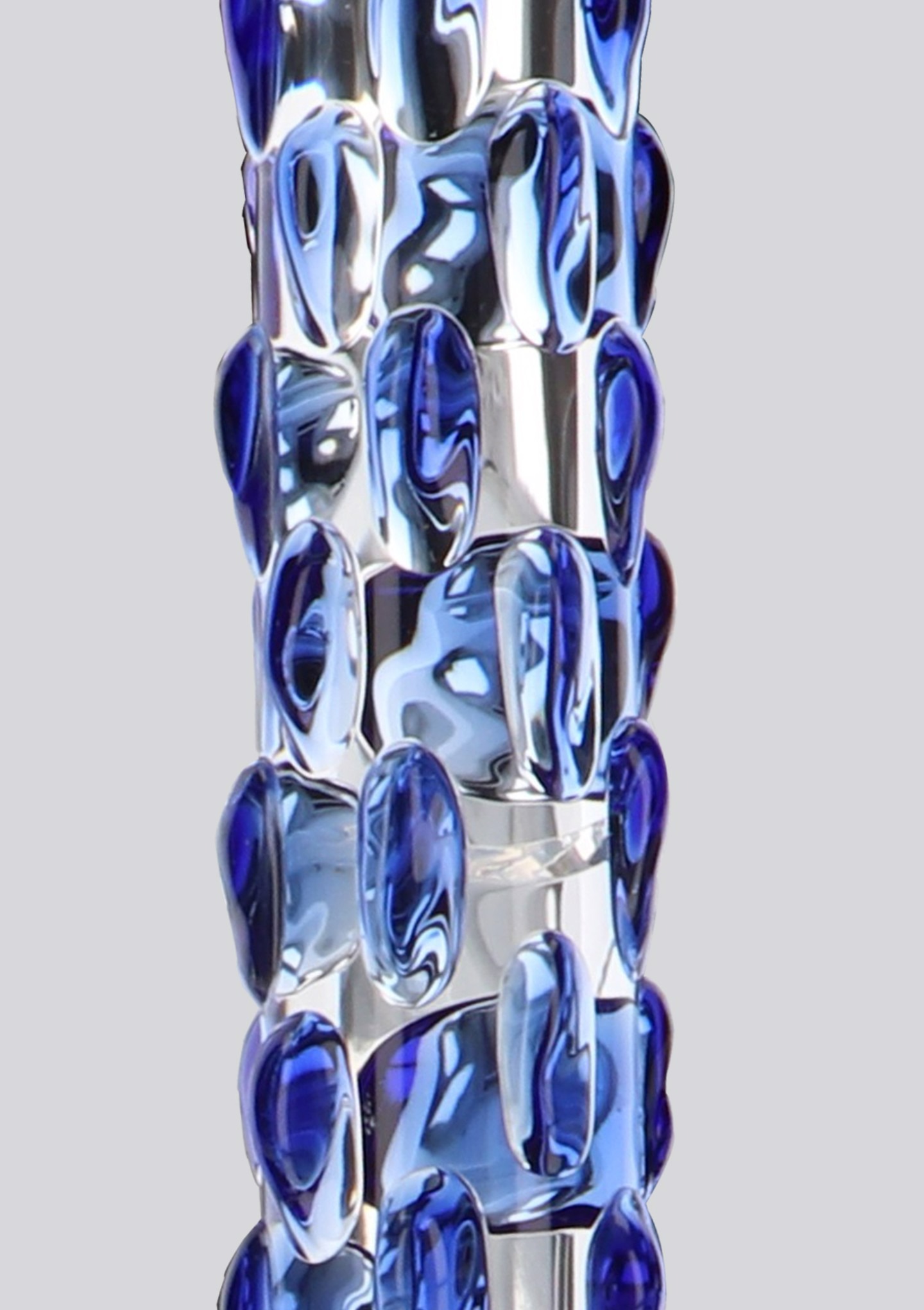 Скляний фалоімітатор з рельєфом Diamond Dazzler прозорий з блакитним, 18 см х 3.5 см