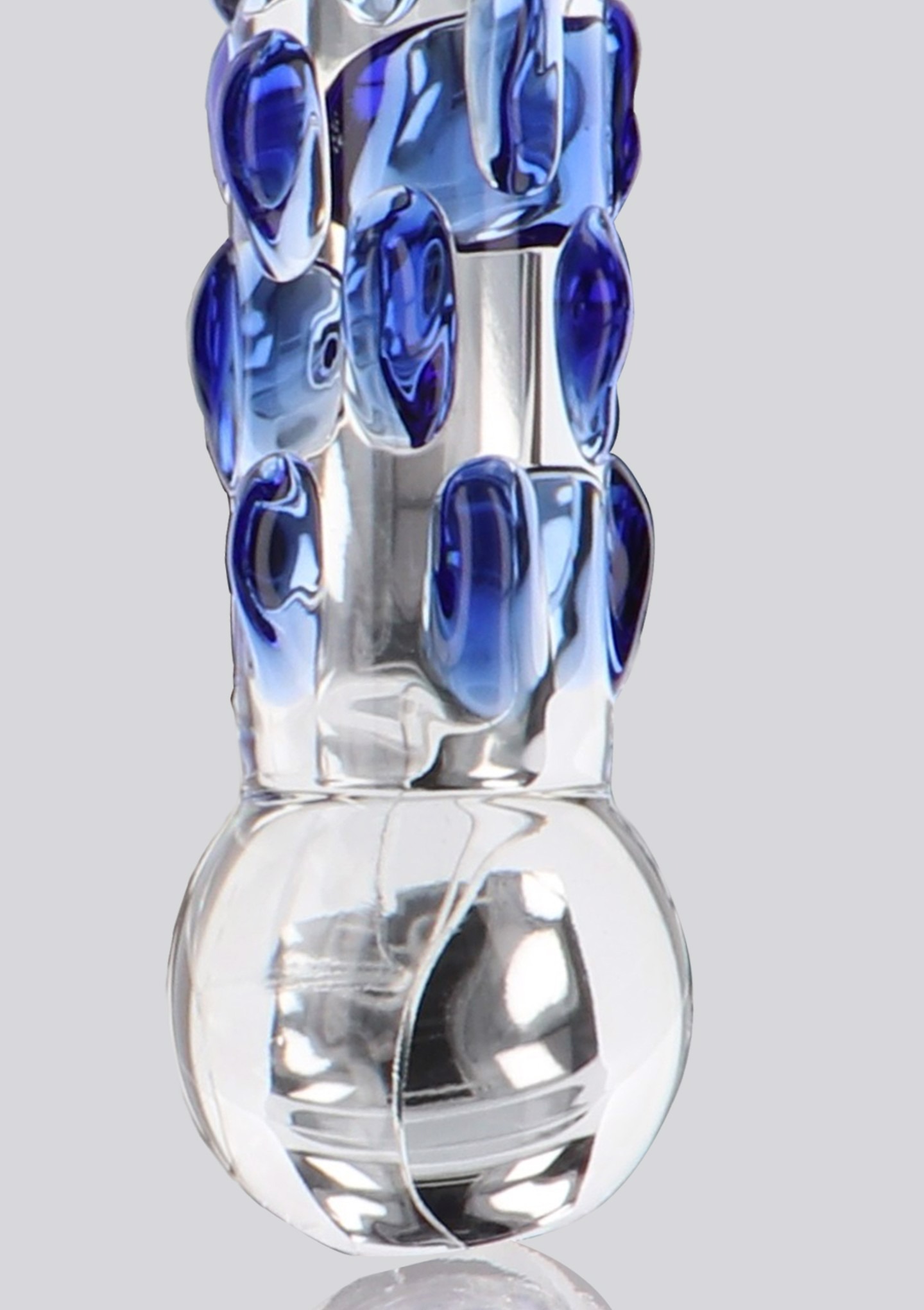Скляний фалоімітатор з рельєфом Diamond Dazzler прозорий з блакитним, 18 см х 3.5 см