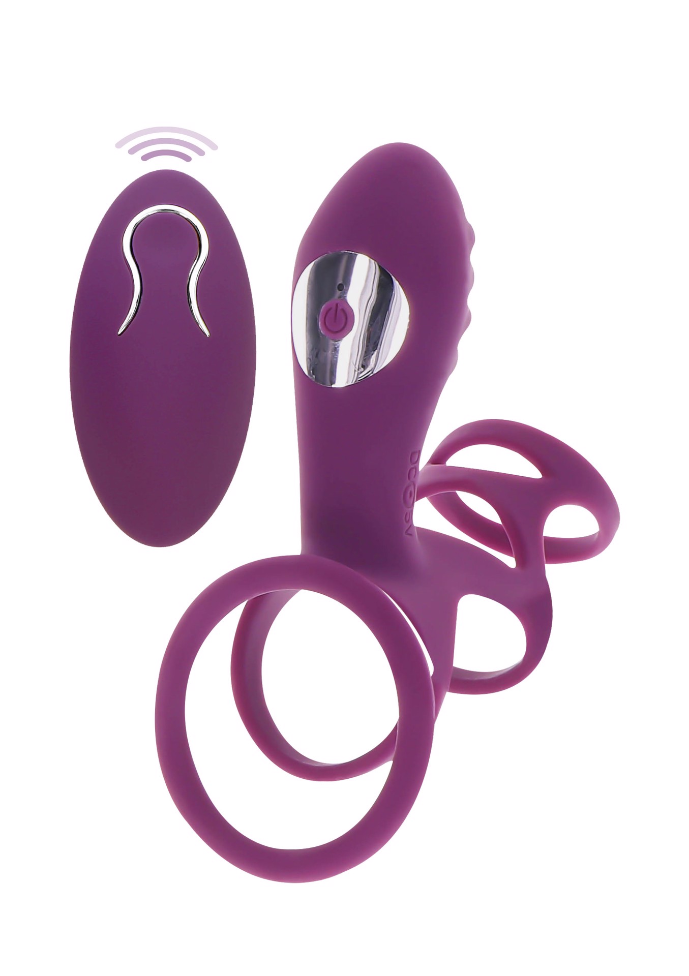 Ерекційне вібро кільце ToyJoy Halo Halo C-Ring Sleeve з кліторальним відростком, фіолетове