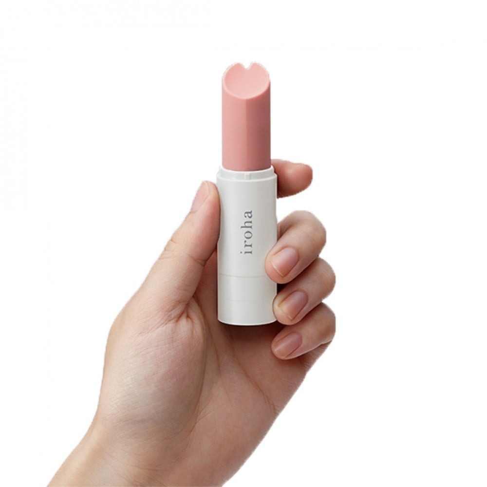 Вибропуля в виде помады Iroha Stick Tenga, медицинский силикон, розовая с белым