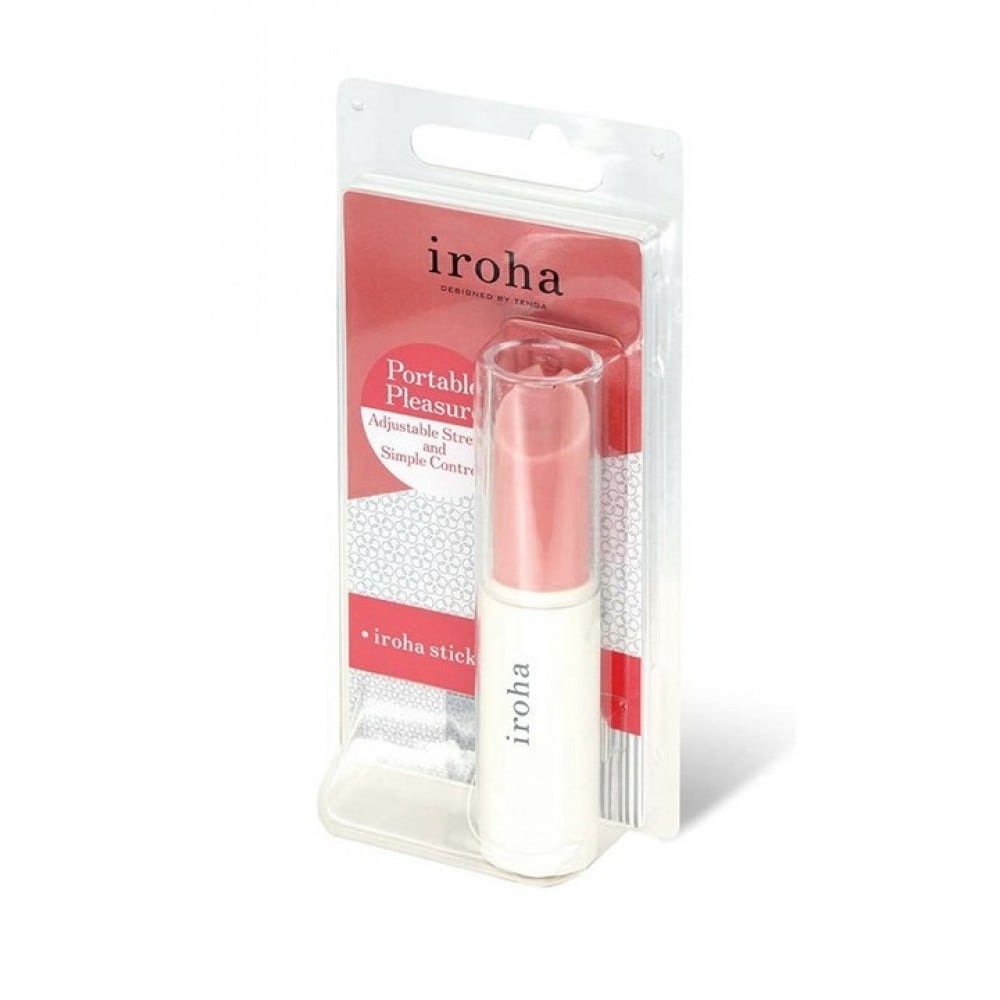 Вибропуля в виде помады Iroha Stick Tenga, медицинский силикон, розовая с белым