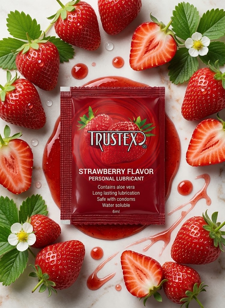 Саше/Лубрикант на водній основі Trustex Strawberry зі смаком полуниці, 6 мл