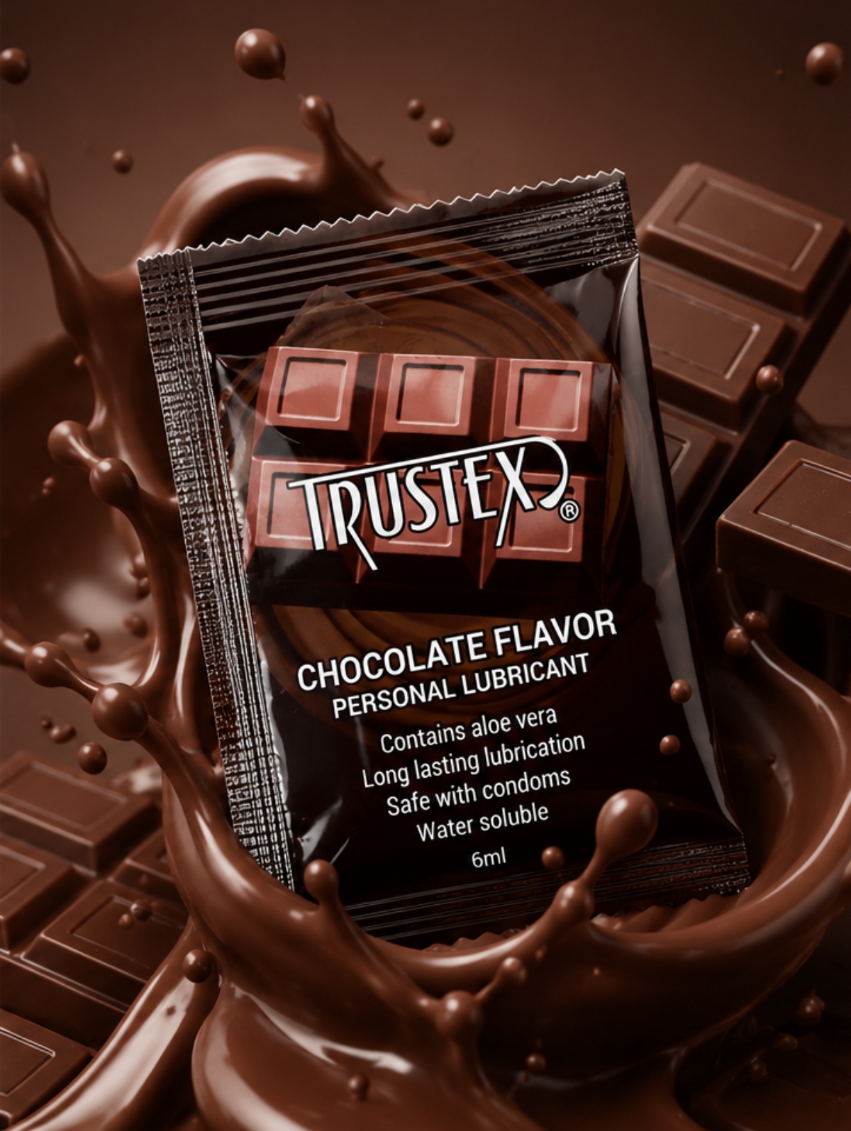 Саше/Лубрикант на водній основі Trustex Chocolate зі смаком шоколаду, 6 мл