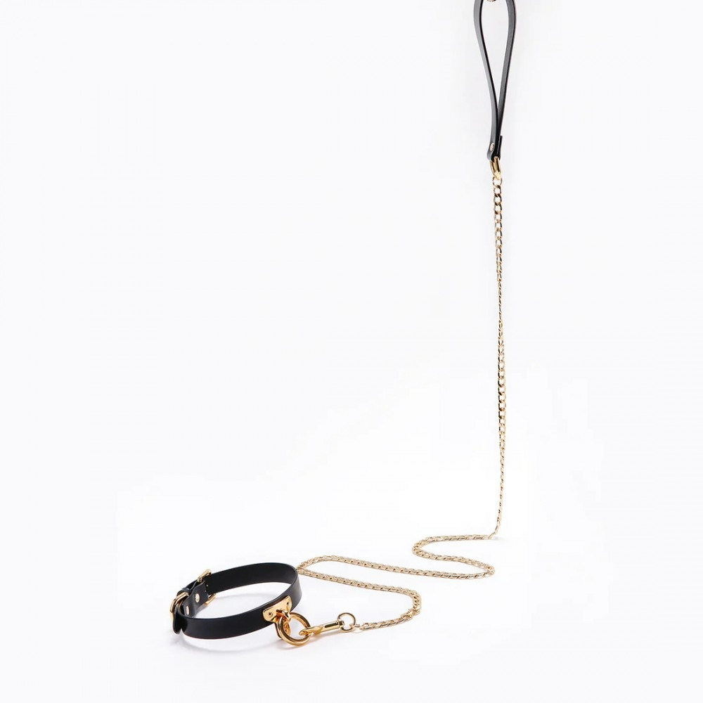 Нашийник-чокер з кільцем, італійська шкіра Leather Cosplay Choker UPKO, розмір L