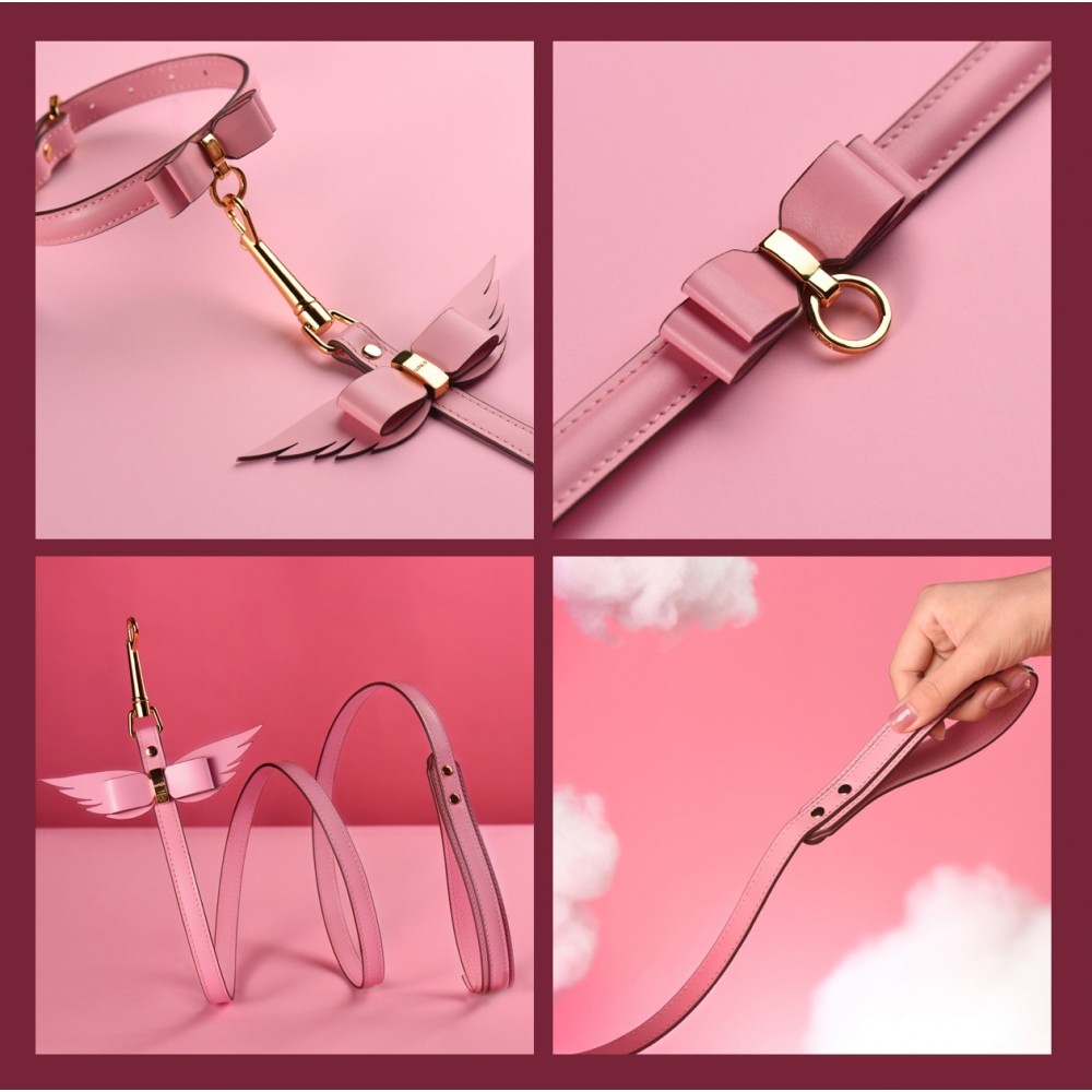 Подарочный набор BDSM итальянская кожа розовый Upko lovely kinky Puppy set