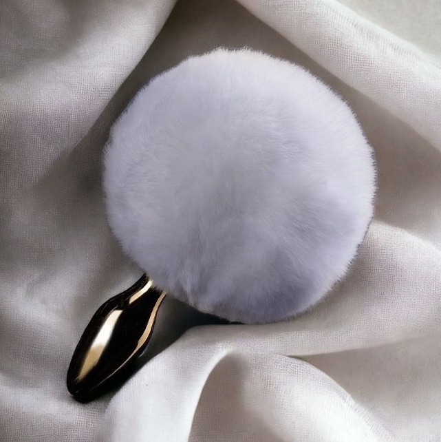 Анальна пробка у вигляді хвоста кролика Upko Rabbit Fur Bunny Tail Small Butt Plug з кролячого хутра