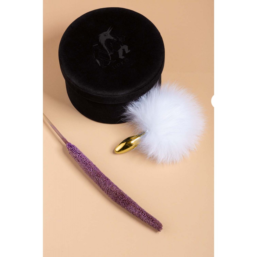 Анальна пробка у вигляді хвоста кролика Upko Rabbit Fur Bunny Tail Small Butt Plug з кролячого хутра