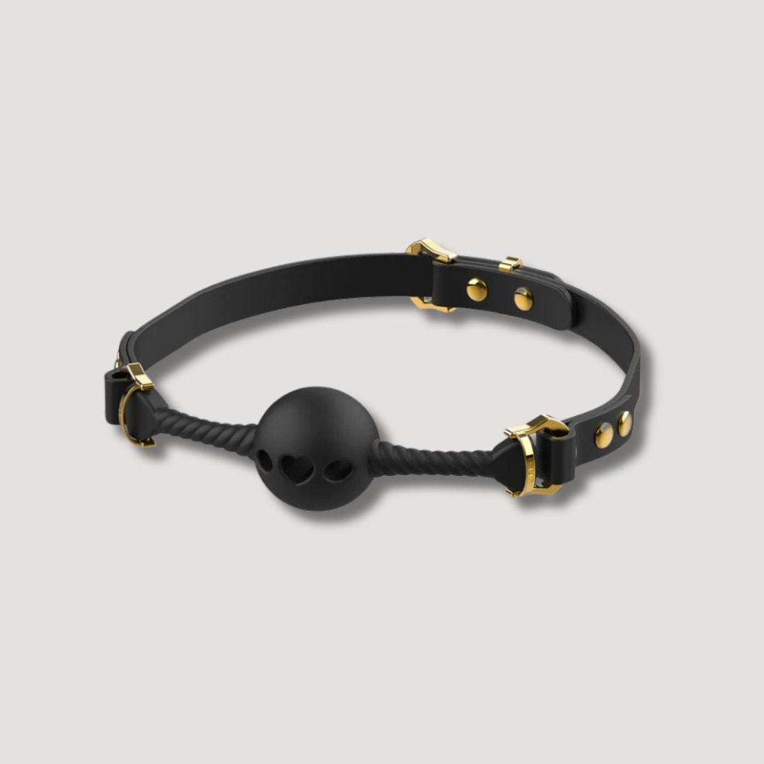 Кляп шарик с отверстиями в виде сердца UPKO Desire for Mouth Bondage Collection, черный