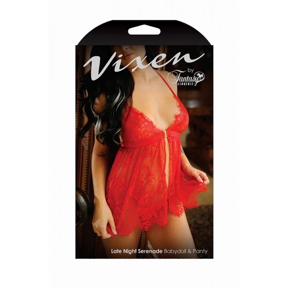 Мереживний пеньюар Vixen, червоний, One Size
