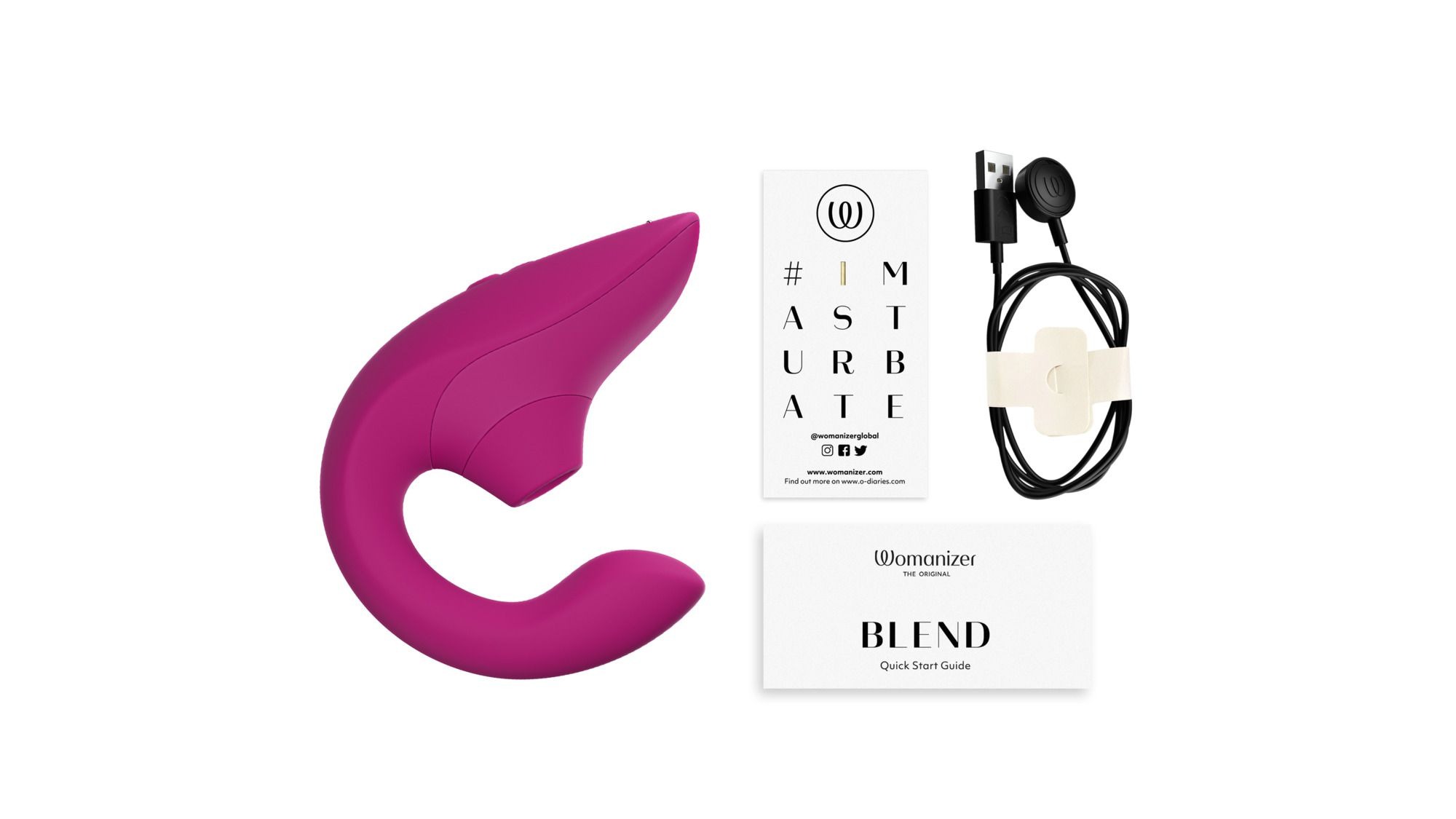 Стимулятор точки G та клітора Womanizer Blend Pink вакуум та вібрація, яскраво рожевий