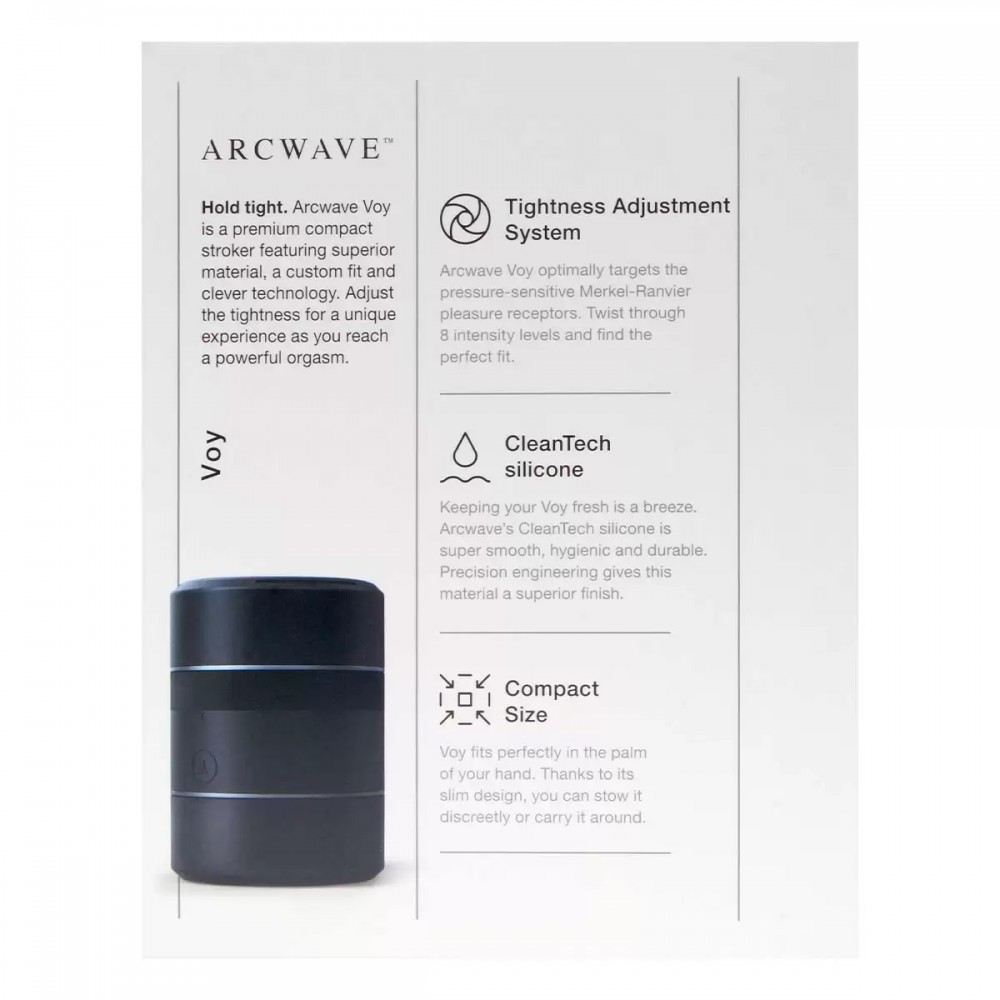 Мастурбатор Arcwave Voy Compact Stroker з унікальною системою регулювання тиску, чорний
