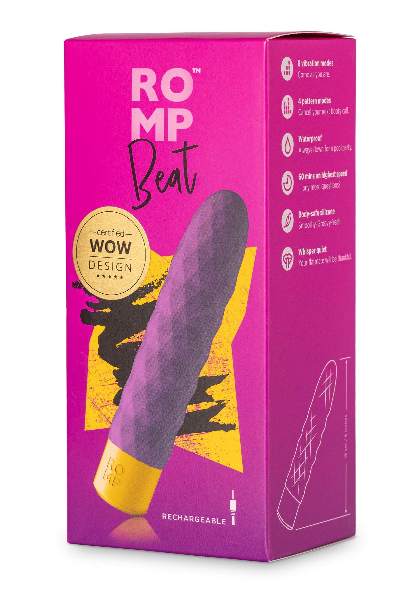 Класичний рельєфний вібратор Romp Beat фіолетовий
