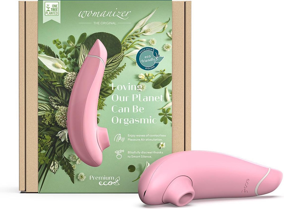 Бесконтактный клиторальный стимулятор Womanizer Premium ECO из био материалов, PINK