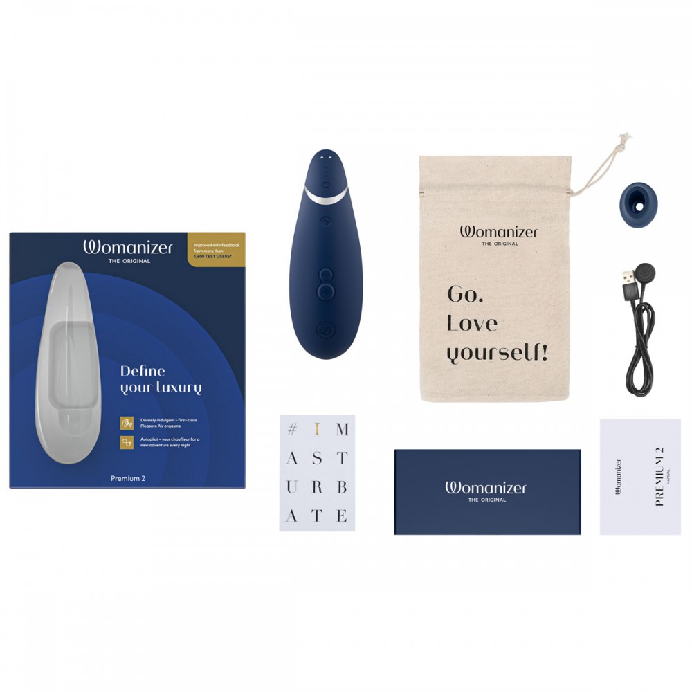 Безконтактний вакуумний кліторальний стимулятор Womanizer Premium 2 синій