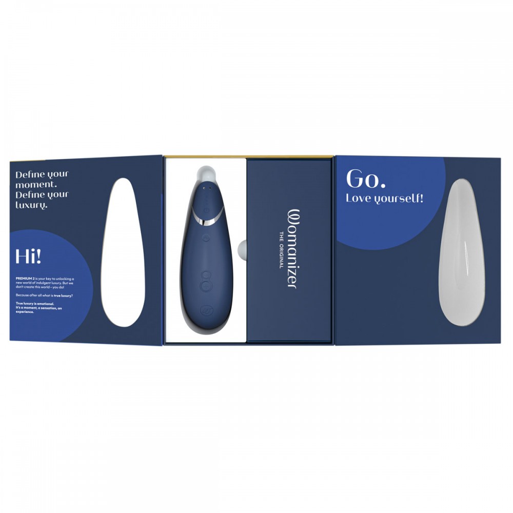 Безконтактний вакуумний кліторальний стимулятор Womanizer Premium 2 синій