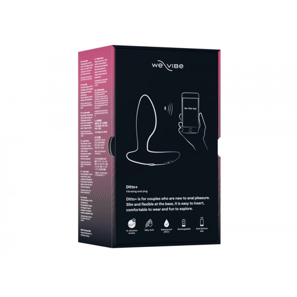 Анальна пробка з вібрацією We-Vibe Ditto+ Satin Black з пультом та керуванням з телефону
