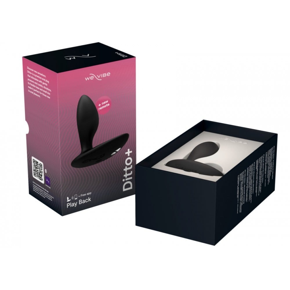 Анальна пробка з вібрацією We-Vibe Ditto+ Satin Black з пультом та керуванням з телефону