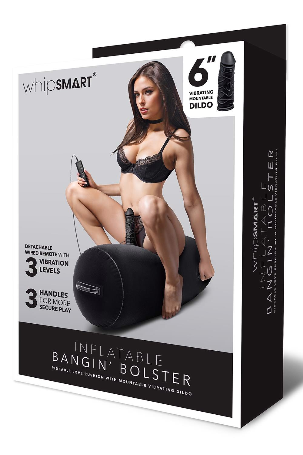 Надувний валик Whipsmart Inflatable з фалоімітатором на керуванні, чорний