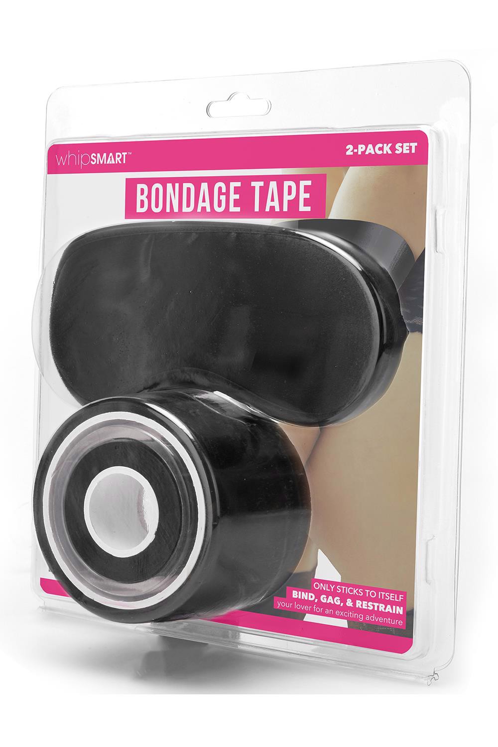 Набор из двух черных лент разных по ширине WhipSmart Bondage Tape и черная маска