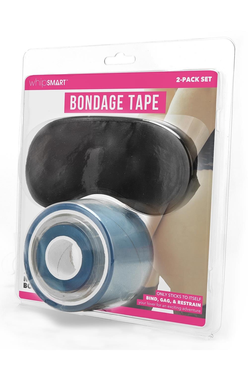 Набір із двох прозорих стрічок різних за шириною WhipSmart Bondage Tape та чорна маска