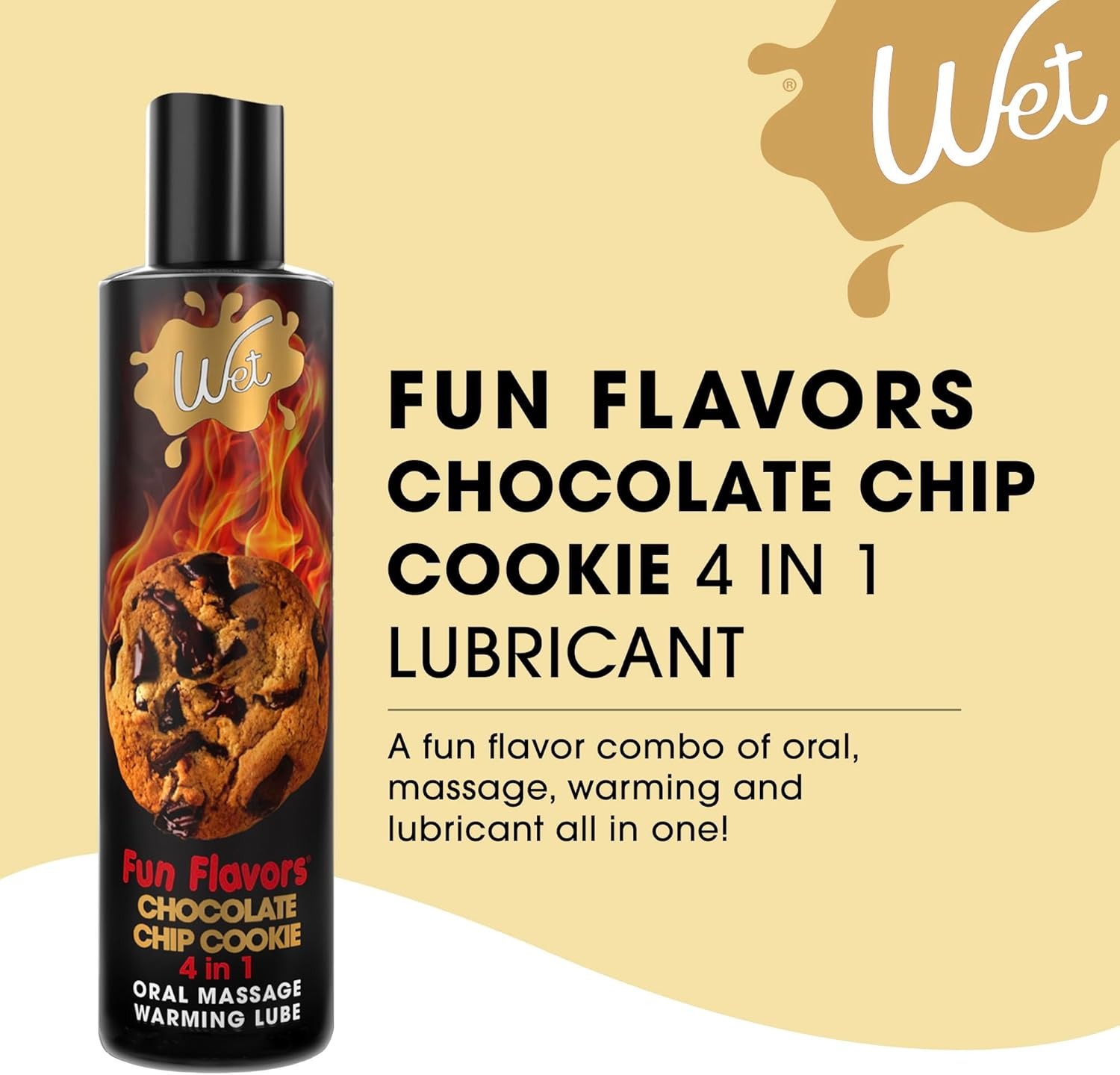 Їстівний лубрикант 4 в 1 WET Chocolate Chip Cookie зі смаком печива з шоколадною крихтою, 89 мл