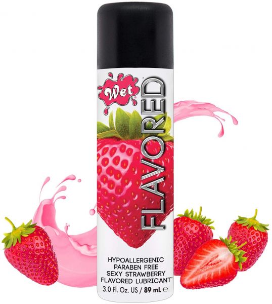 ПРОБНИК/Лубрикант Wet Flavored Sexy Strawberry (сочная клубника) 10 мл