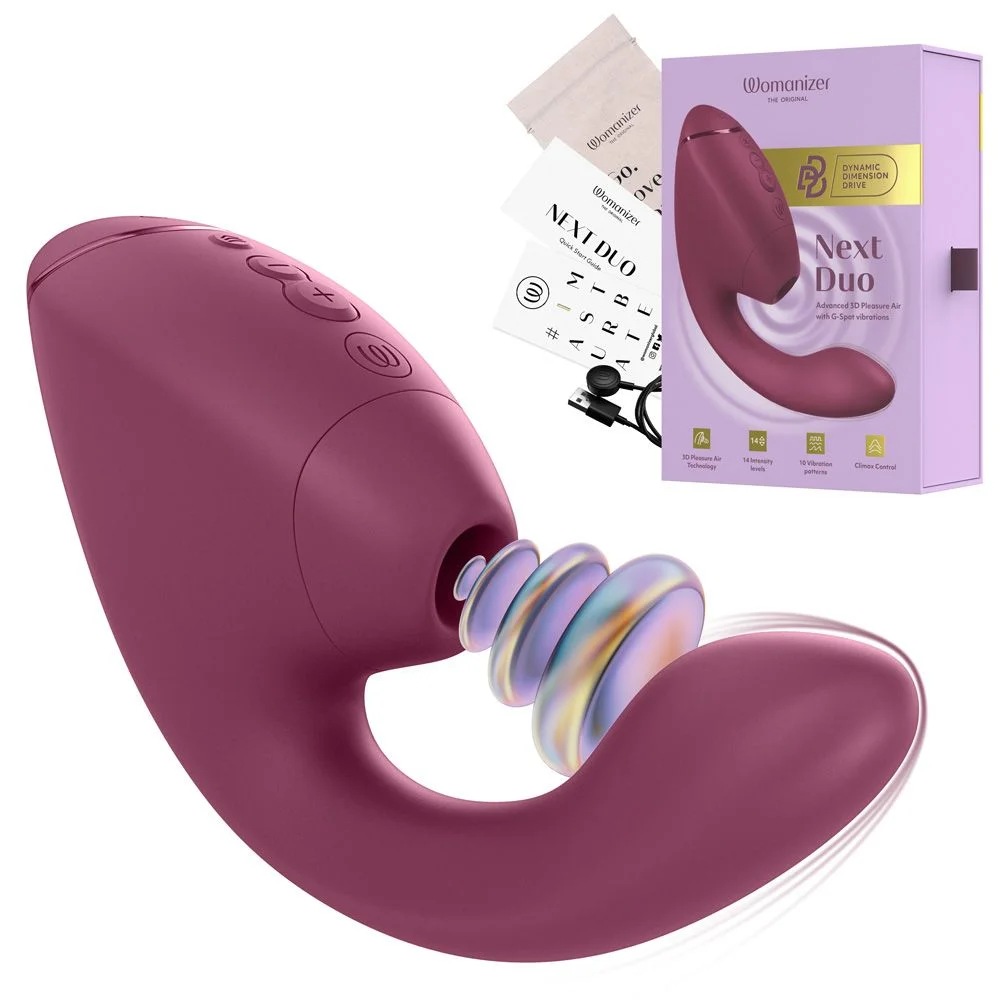 Вібратор-стимулятор вакуумний Womanizer Next Duo Dusky Pink для точки G, рожевий