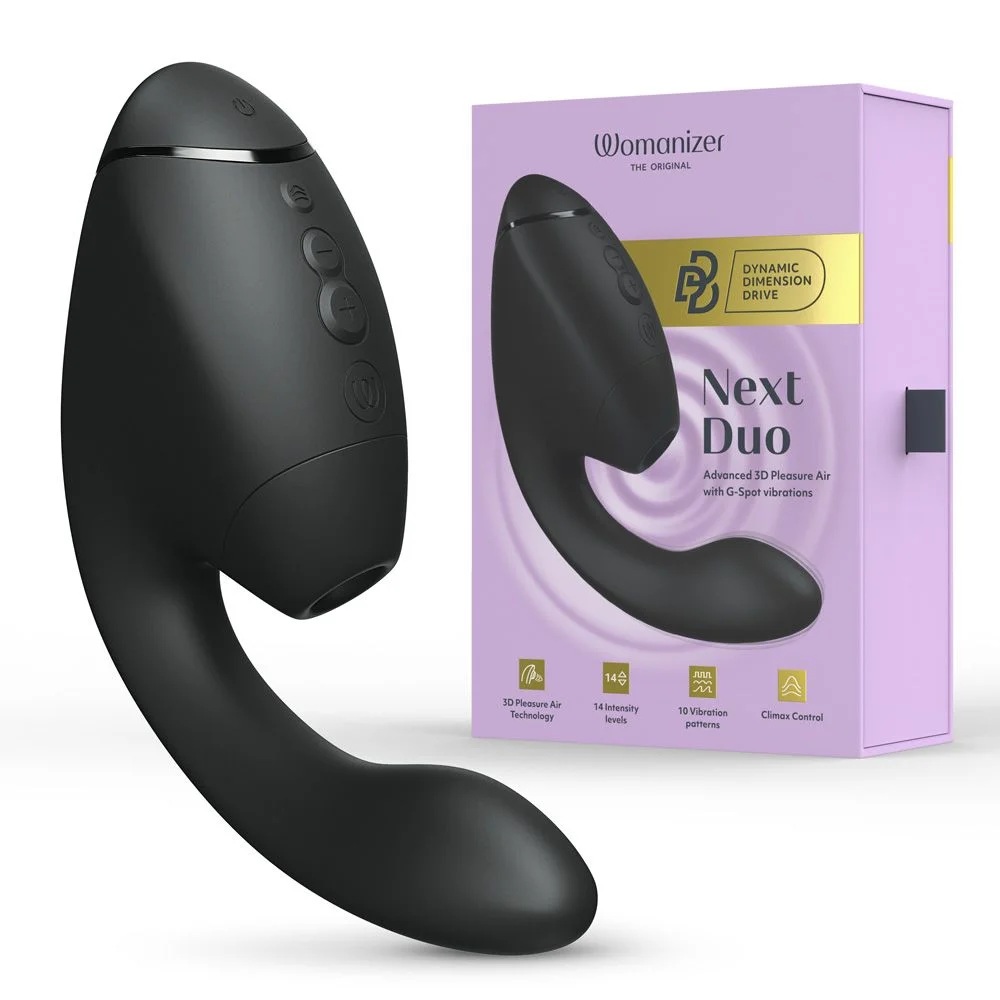 Вібратор-стимулятор вакуумний Womanizer Next Duo Black для точки G, чорний