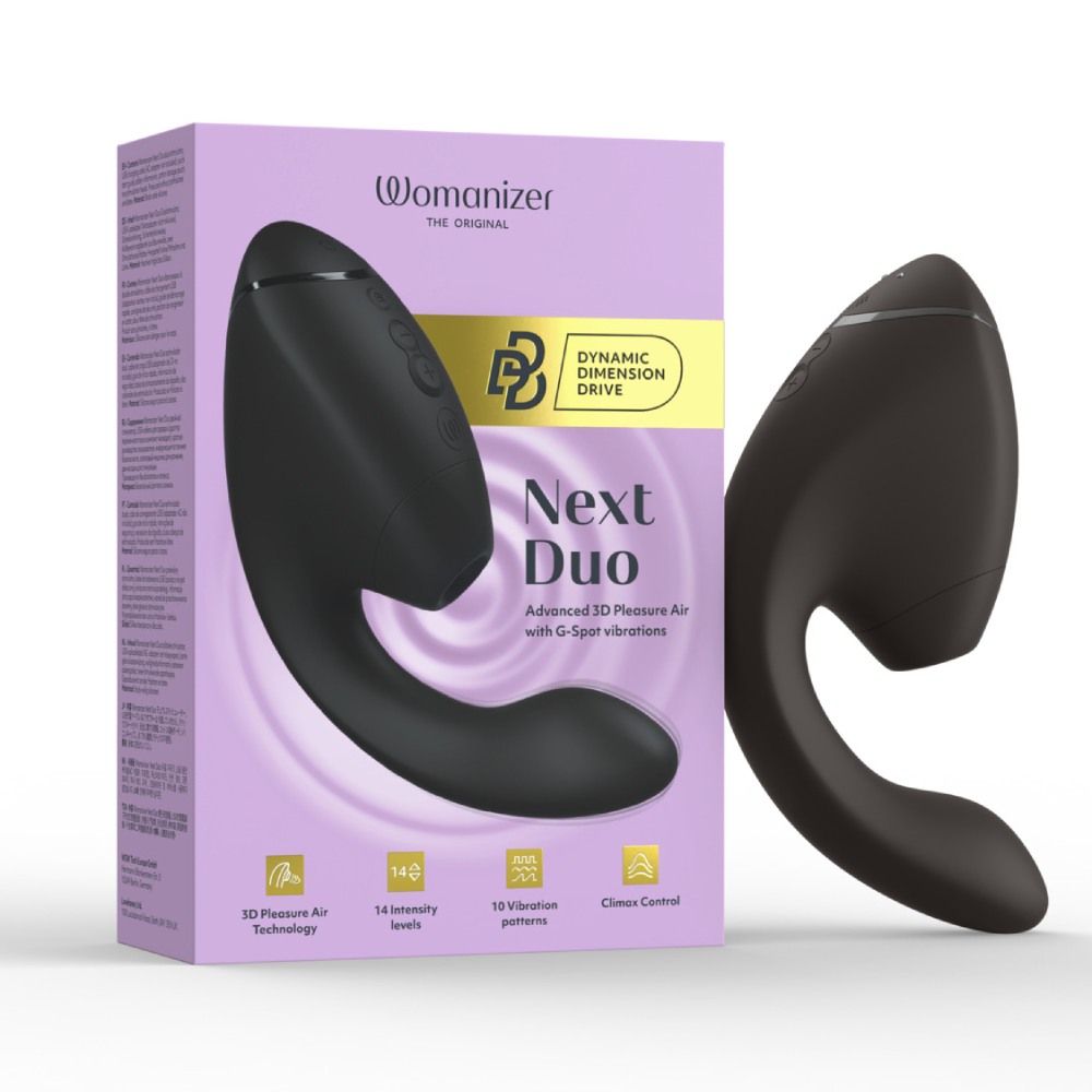 Вібратор-стимулятор вакуумний Womanizer Next Duo Black для точки G, чорний