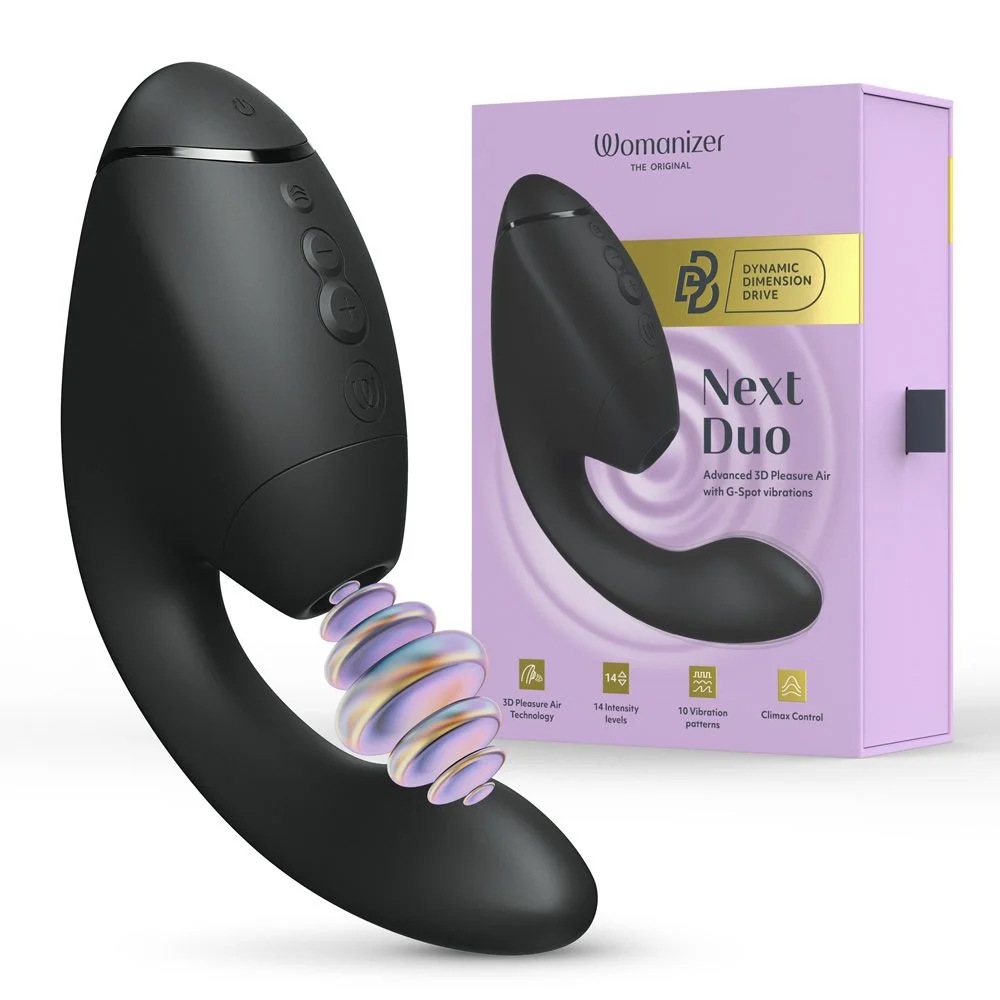 Вібратор-стимулятор вакуумний Womanizer Next Duo Black для точки G, чорний