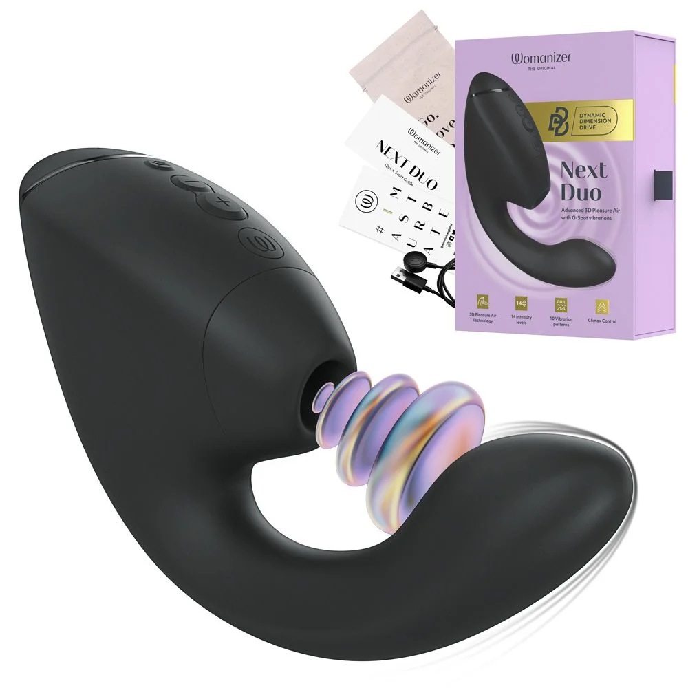 Вібратор-стимулятор вакуумний Womanizer Next Duo Black для точки G, чорний