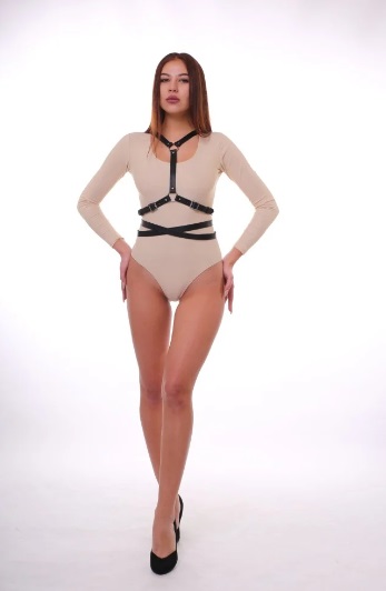 Портупея сексуальная One Size X5, натуральная кожа, черная