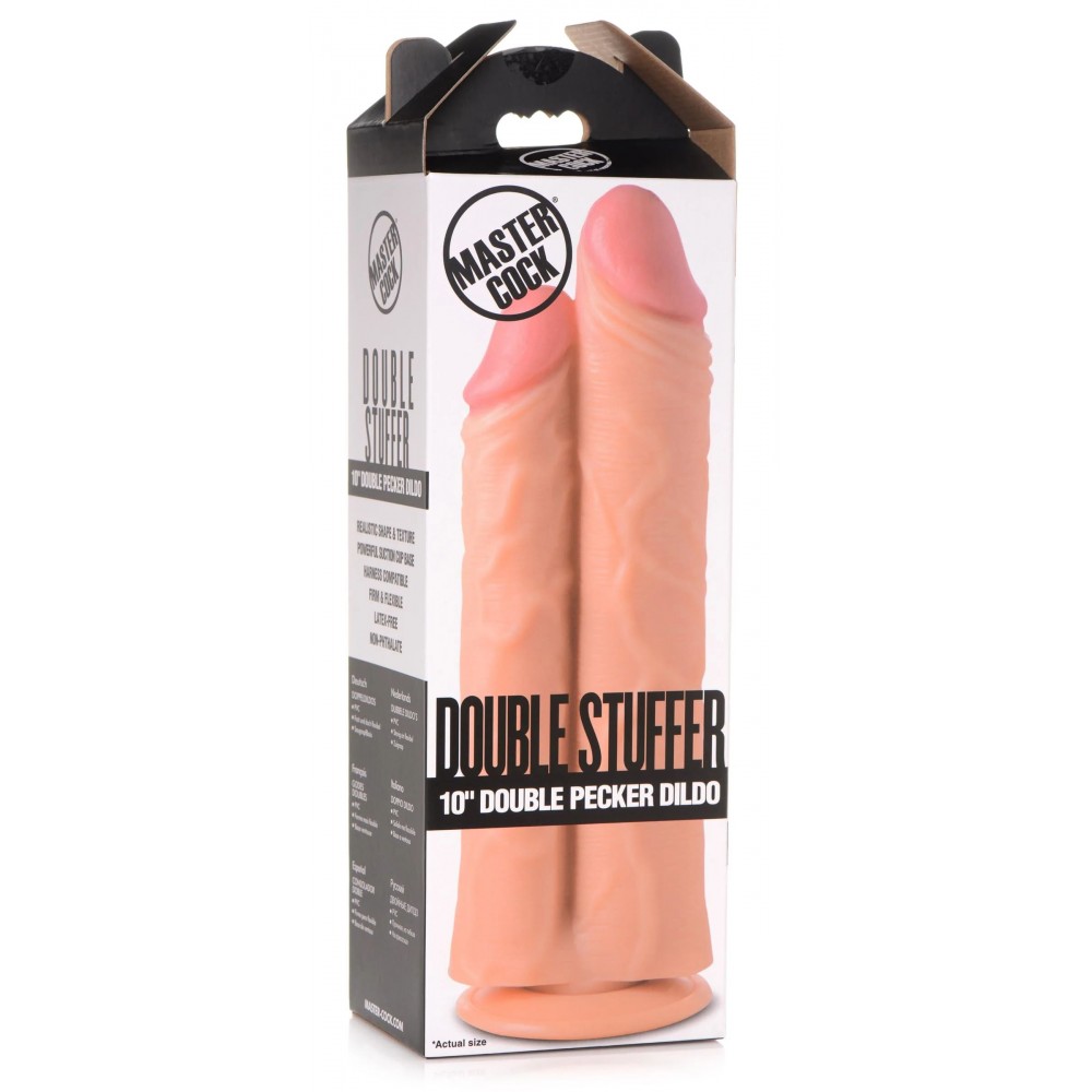 Подвійний фалоімітатор реалістичний Master Cock, бежевий