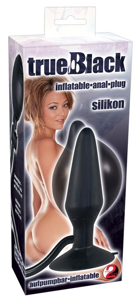 Анальна пробка на присосці з накачуванням You2Toys True Black чорна, 15 см х 4-10 см