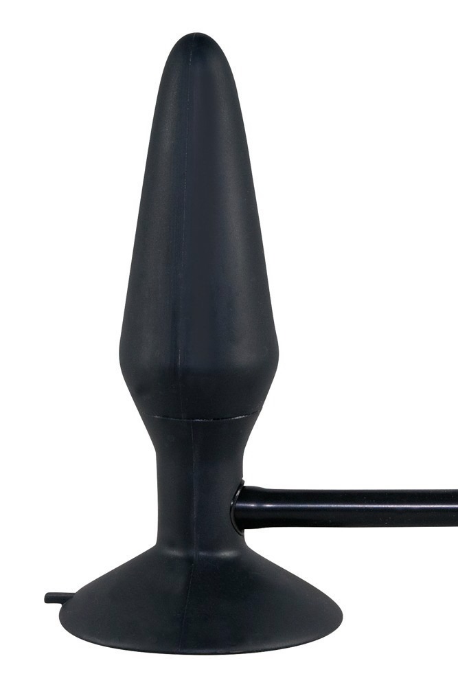 Анальна пробка на присосці з накачуванням You2Toys True Black чорна, 15 см х 4-10 см