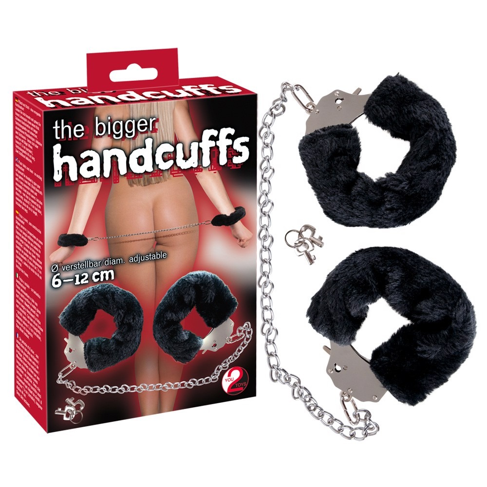Наручники металлические You2Toys Bigger Furry Handcuffs с черным мехом