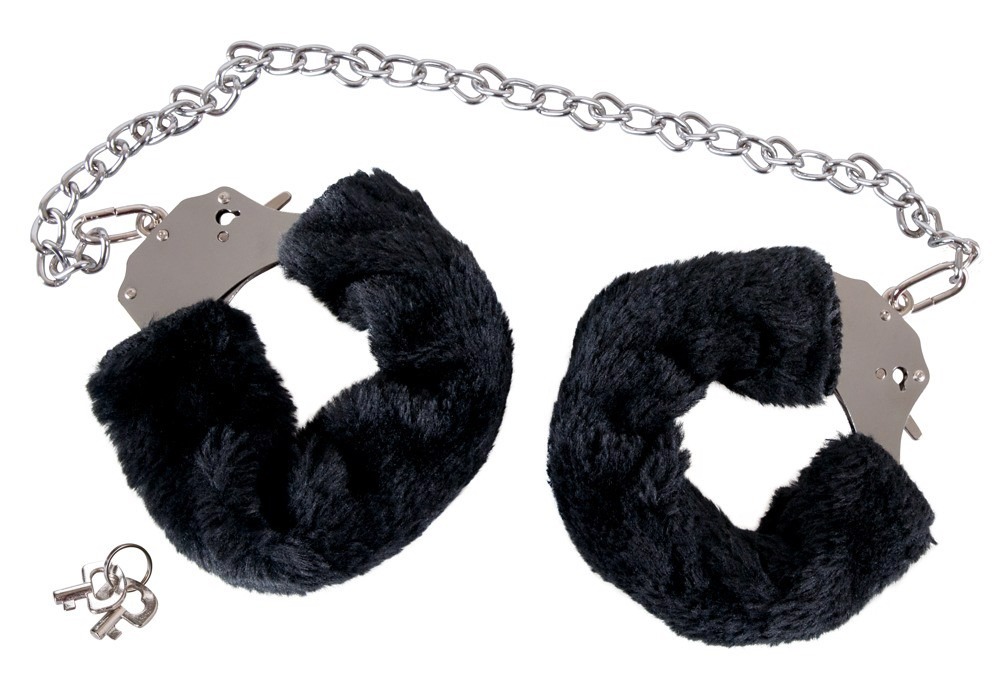 Наручники металлические You2Toys Bigger Furry Handcuffs с черным мехом