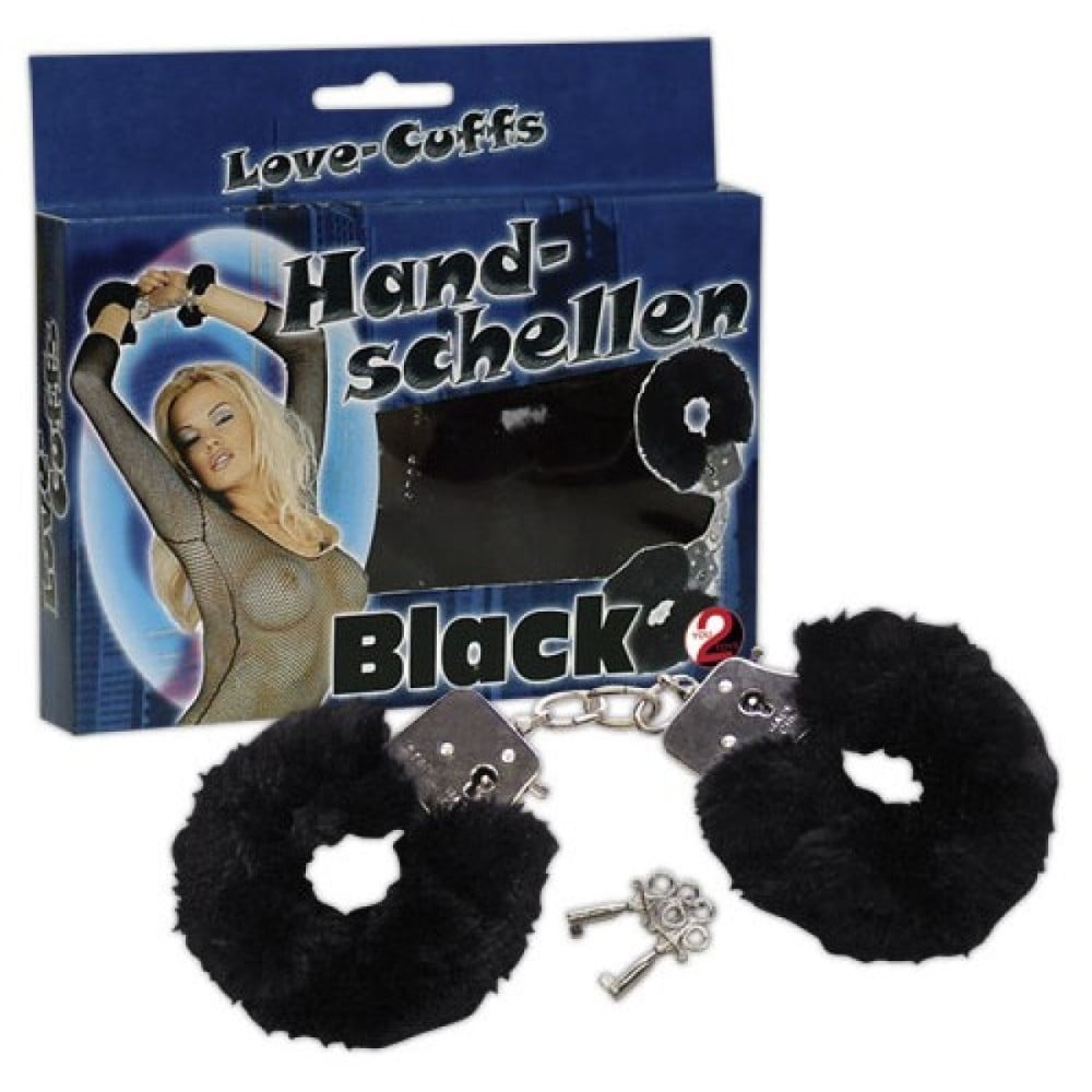 Наручники с искусственным мехом You2Toys, металлические, черные