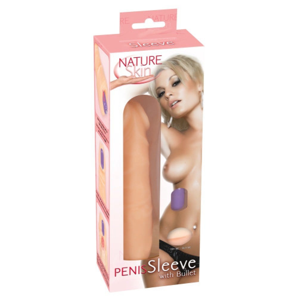 Реалістична насадка для збільшення члена Nature Skin із вібрацією, тілесна