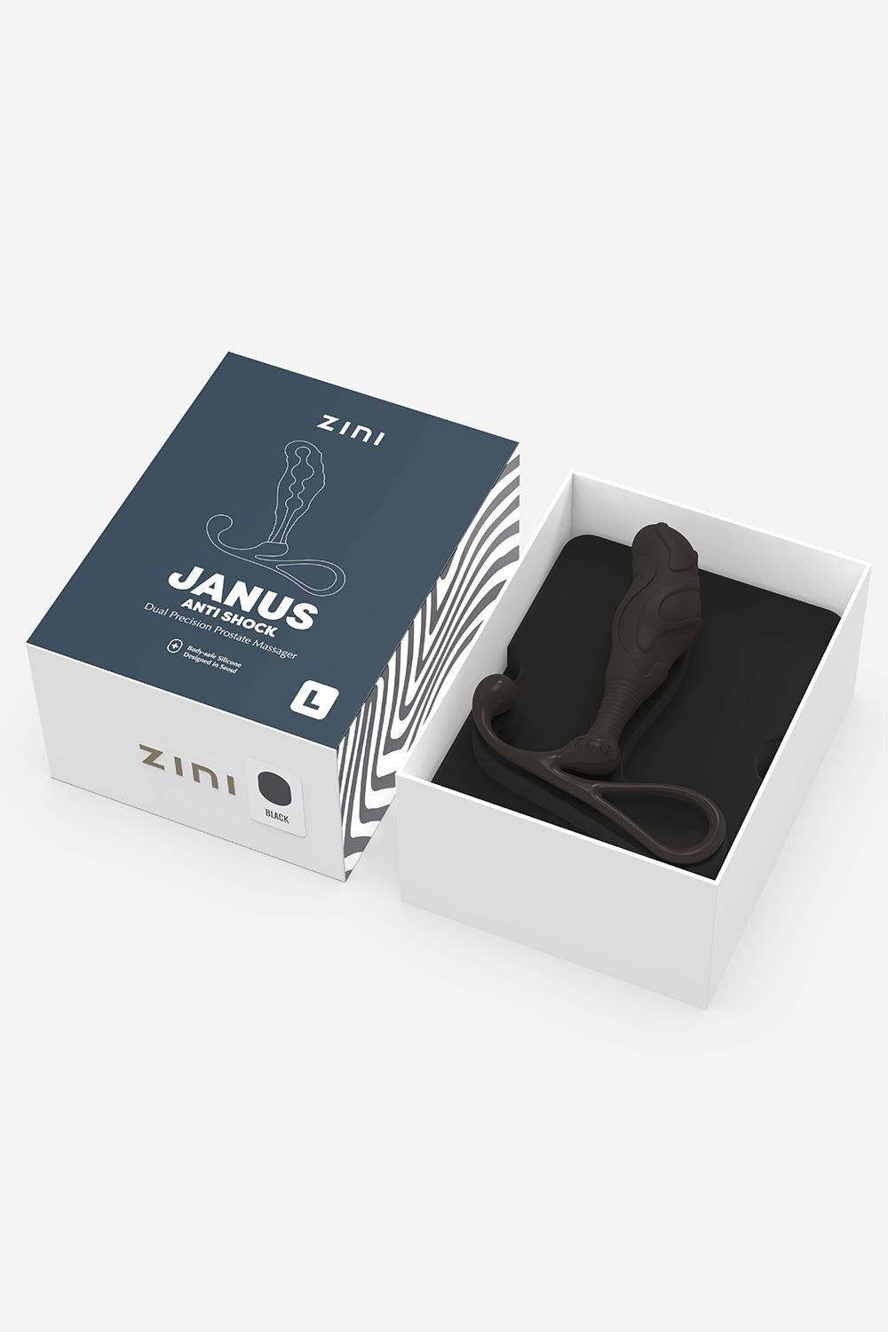 Масажер простати рельєфний, L, Zini чорний, 11.7 х 3.3 см