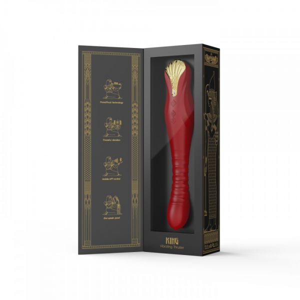 Вібромасажер з фрикціями і управлінням зі смартфона ZALO KING, Wine Red