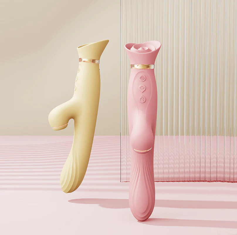 Вібратор з підігрівом і вакуумною стимуляцією ZALO ROSE RABBIT PINK