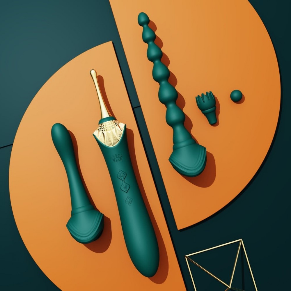 Вібратор двосторонній універсальний ZALO BESS2 Turquoise Green