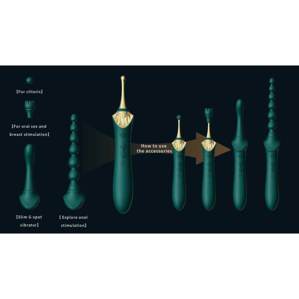Вібратор двосторонній універсальний ZALO BESS2 Turquoise Green