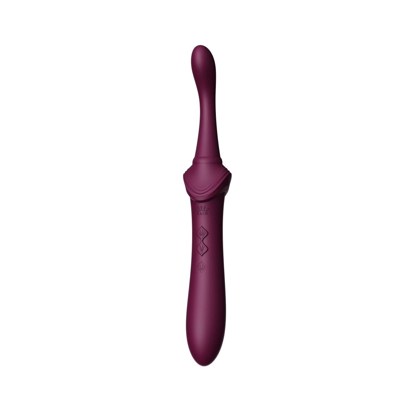 Вібратор двосторонній універсальний ZALO BESS 2 Velvet Purple з 4 насадками та нагріванням, фіолетовий