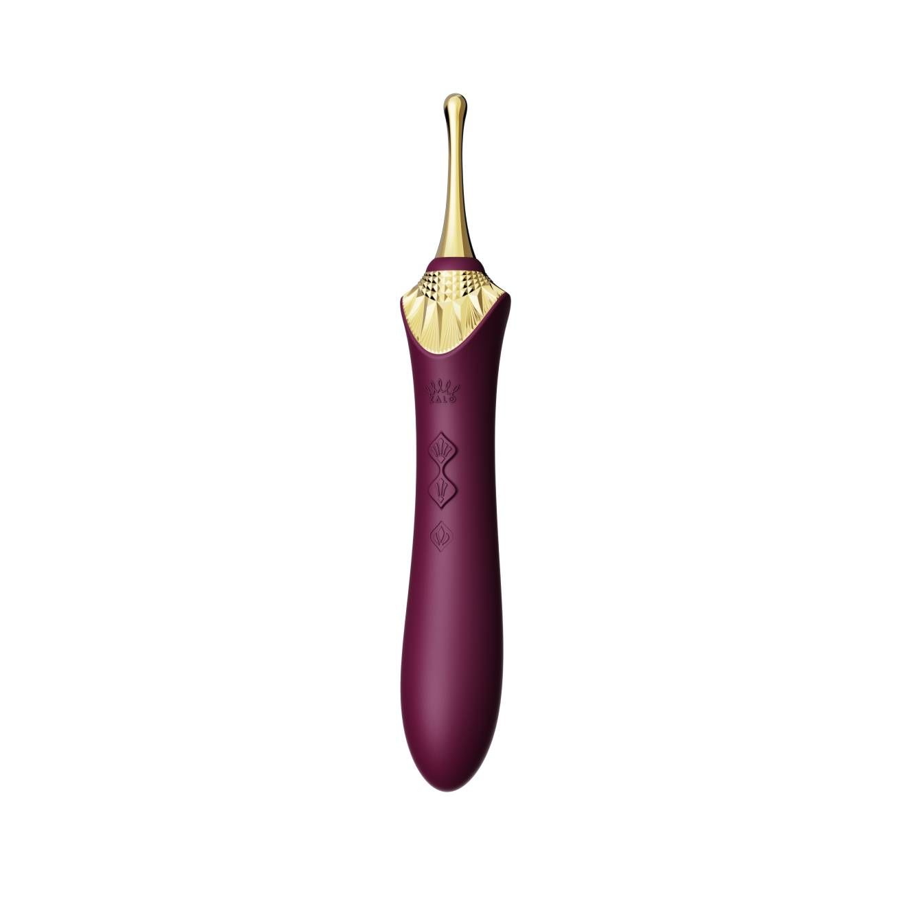 Вібратор двосторонній універсальний ZALO BESS 2 Velvet Purple з 4 насадками та нагріванням, фіолетовий
