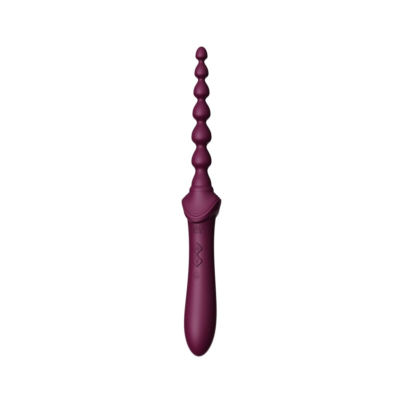 Вібратор двосторонній універсальний ZALO BESS 2 Velvet Purple з 4 насадками та нагріванням, фіолетовий