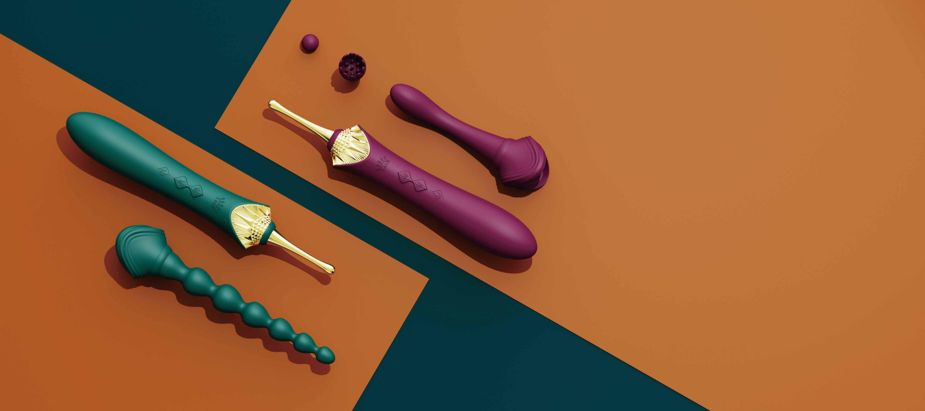 Вібратор двосторонній універсальний ZALO BESS 2 Velvet Purple з 4 насадками та нагріванням, фіолетовий