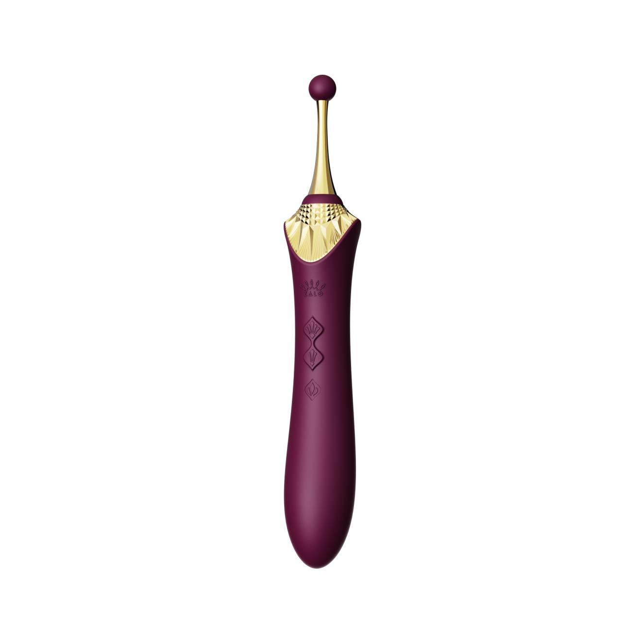 Вібратор двосторонній універсальний ZALO BESS 2 Velvet Purple з 4 насадками та нагріванням, фіолетовий