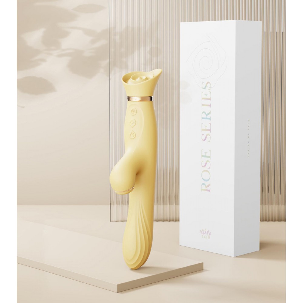Вібратор з ротацією і вакуумною стимуляцією ZALO ROSE Rabbit PINK